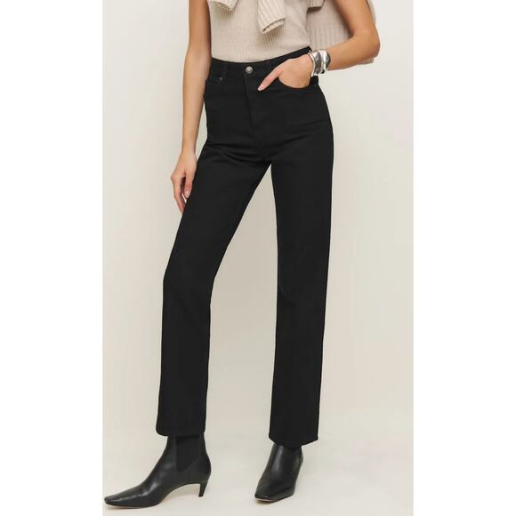 Reformation Cynthia High Rise Straight Jeans Seattle Wash Size 28 - Picture 4 of 10